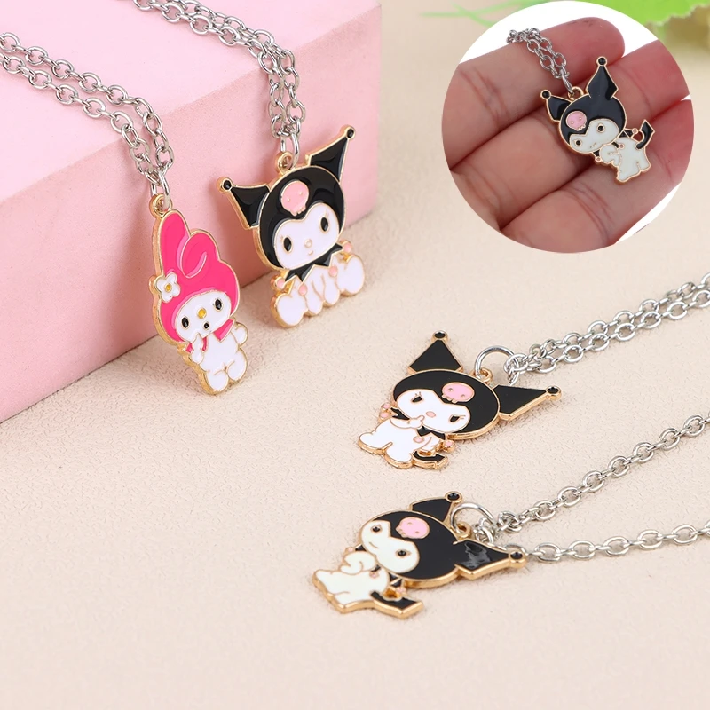 

Ожерелье Sanrio Kuromi My Melody Hello Kitty из сплава для мужчин и женщин, черно-белая подвеска, ювелирные изделия, аниме аксессуары, подарок для пары