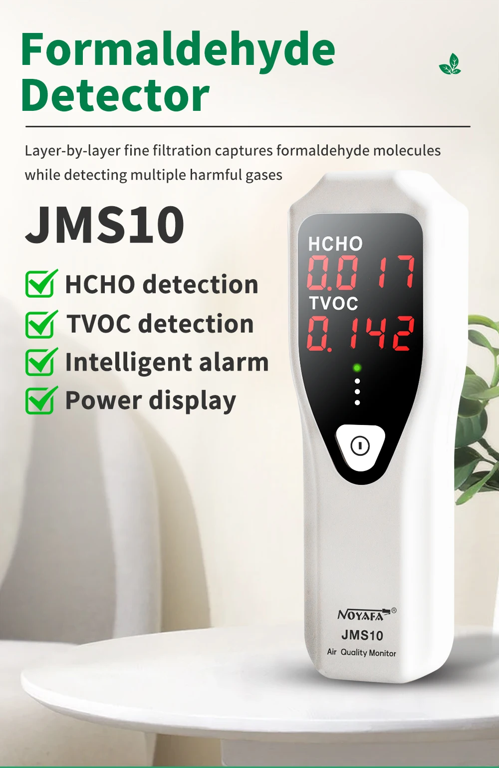 NOYAFA JMS10 Air Quality Monitor HCHO TVOC Gas Formaldehyde Monitor Tester For C
