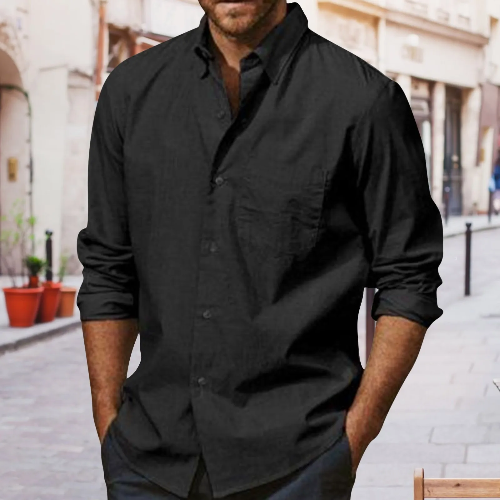 

Fashion Trend Shirt For Men Spring Summer Casual Solid Color Shirts Long Sleeve Loose Clothes Cardigan Harajuku Streetwear