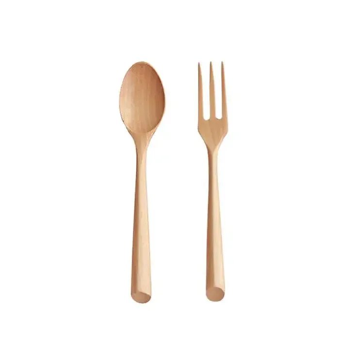 Natural Wooden Spoon Set Portable Eco-friendly Fork Tableware Cutlery Sets Travel Dinnerware Suit Simple Kitchen Tools