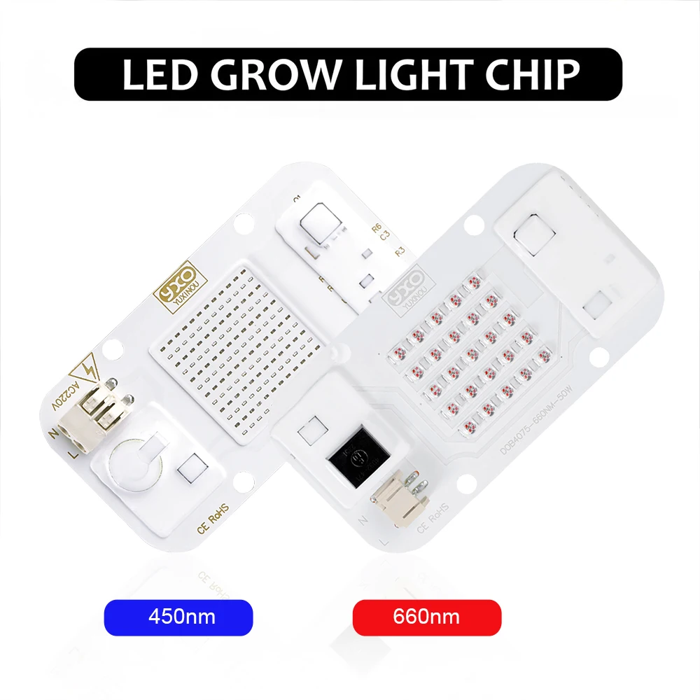 LED Grow Light Hydroponice 660NM 450NM AC220V LED Lamp Bead Driverless 50W LED Grow Chip