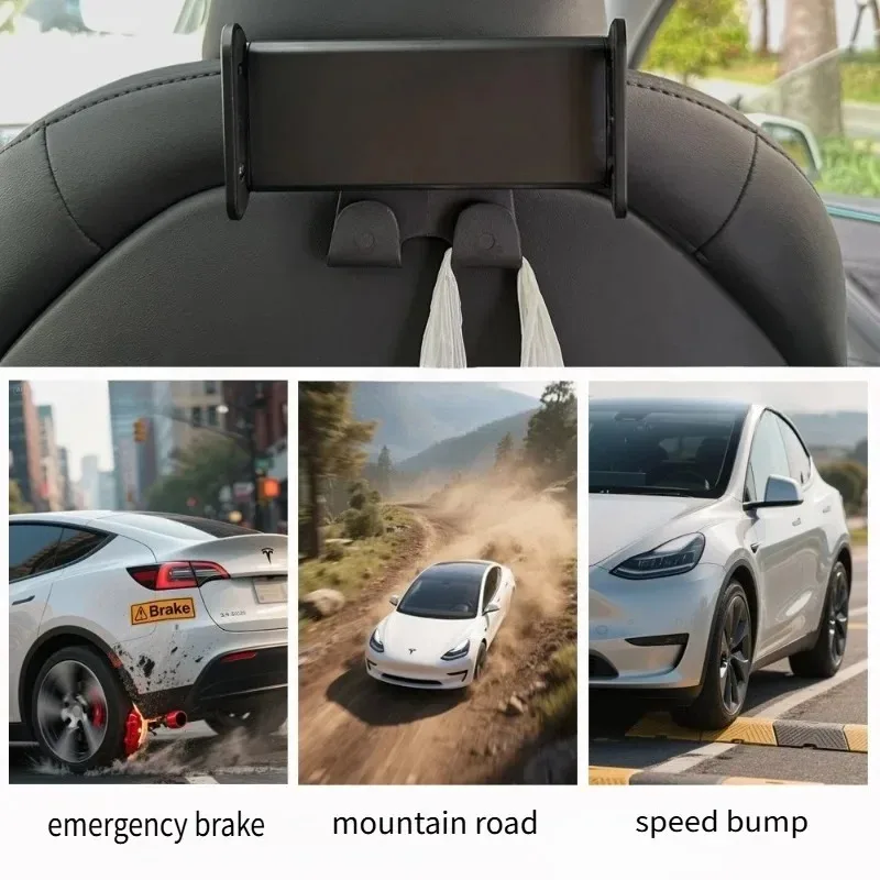 Soporte para Tablet y Teléfono para Reposacabezas de Tesla Model 3/3 Highland, Model Y/Y Juniper 2025, Rotación 360° °