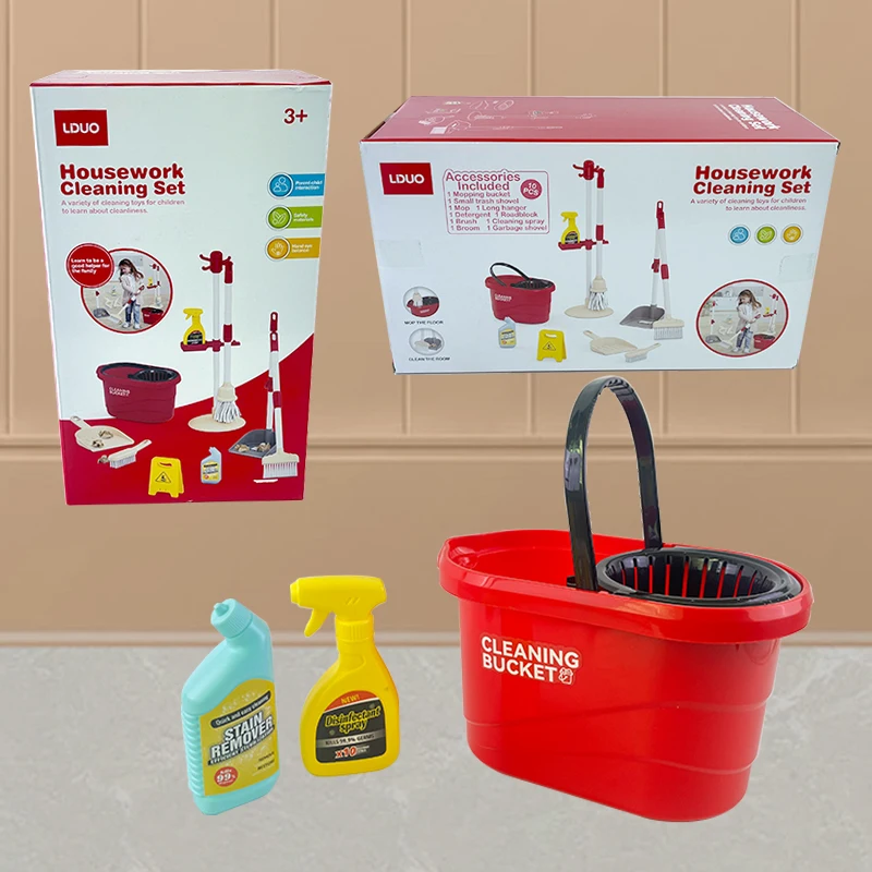 Kids Cleaning Playset &ndash; Includes Mop, Cleaning Solution, Broom, Bucket, Brush Set Dustpan, Perfect for Ages 3+