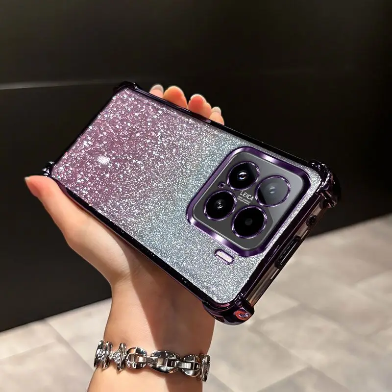 Gradient Glitter Shockproof Silicone Case Cover