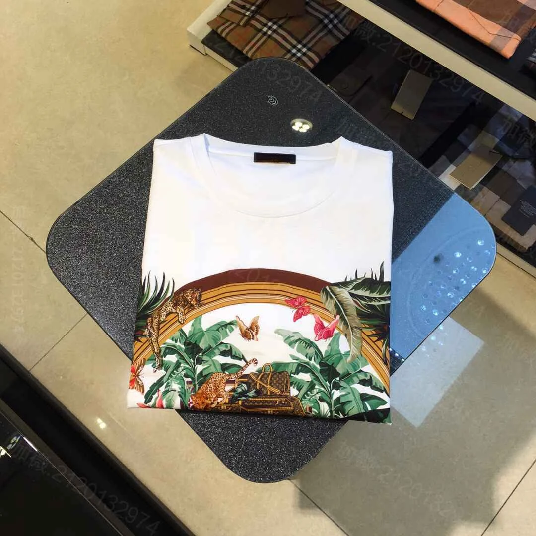25SS Men's Spring and Summer Trend Short-sleeved T-shirt Classic Leather Box Men's Pure Cotton High Street Top