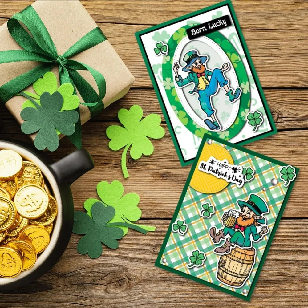 Clear Stamps St. Patrick's Day Clear Stamps Clover and Beer Silicone Clear Stamp Transparent Stamps DIY Scrapbooking and Cards Making