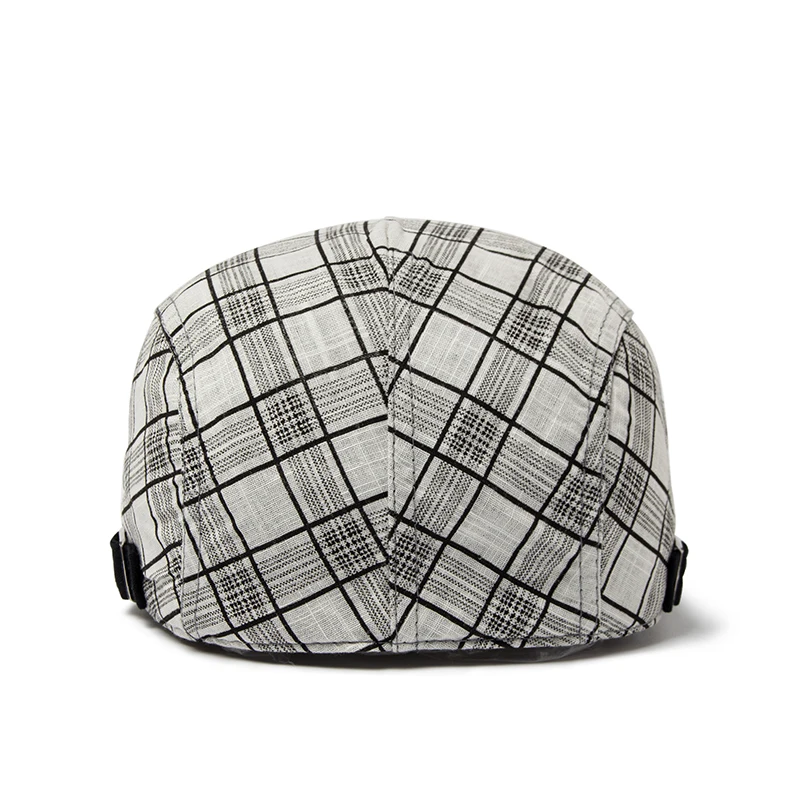 Beret Hat Woolen Beret CNTANG Summer Thin Beret Fashion Men Vintage Plaid Cotton Linen Visor Flat Caps For Women Berets Boina Casual Female