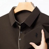 Polo de luxe léger pour hommes, T-shirt à manches longues, décontracté, quotidien, Base de sweat-shirt à revers, 202 Paul 4