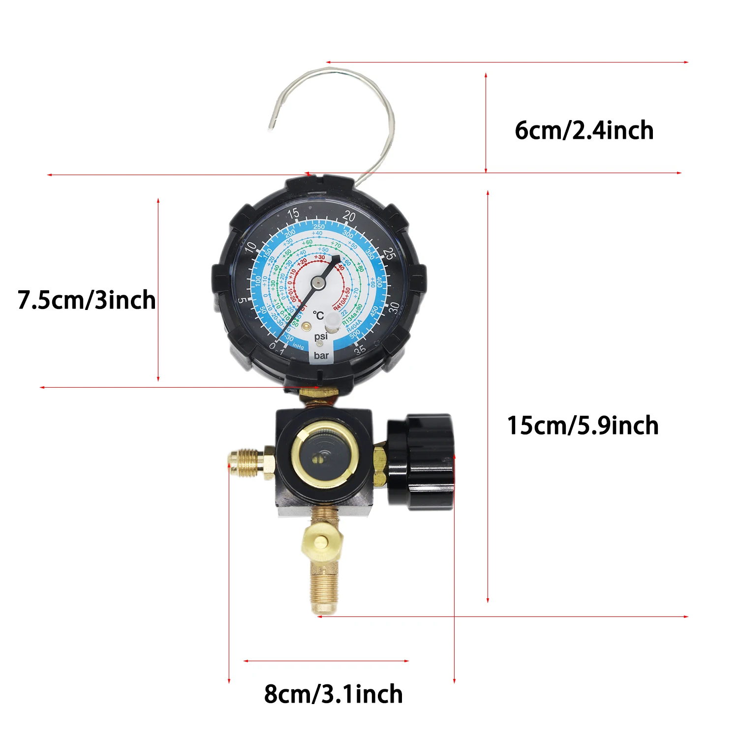 Ac Gauges Single Hose AC Manifold Gauge Set For R134a, R404a, R22 - Foto 9