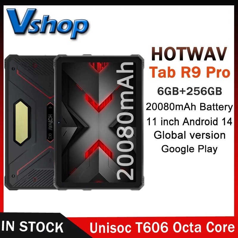 HOTWAV R9 Pro 4G Rugged Tablet 6GB+256GB 20080mAh 11 inch Android 14 Battery Unisoc T606 Octa Core Global Version Camping light