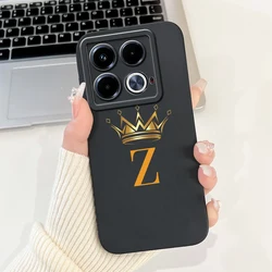 Chic Crown Letter Soft TPU Phone Case - Enhanced Protection and Style for Note 40 Pro Plus (Black Z)