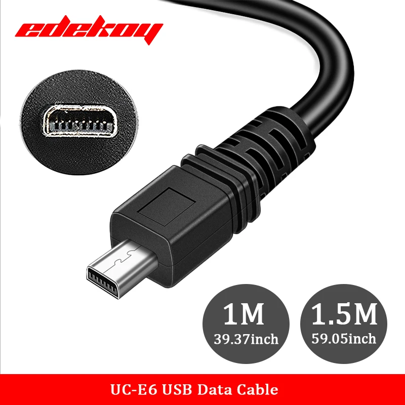 UC-E6 디지털 카메라 USB 데이터 케이블 미니 8핀 니콘 쿨픽스 후지 파나소닉 올림푸스 카메라 케이블