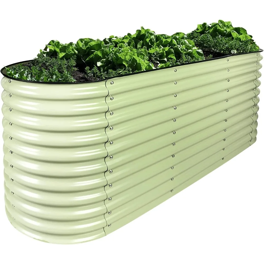 

Galvanized Raised Garden Bed Elevated Raised Garden Bed Metal 32" Tall 12-in-1 Grow Herbs and Vegetables Home Garden