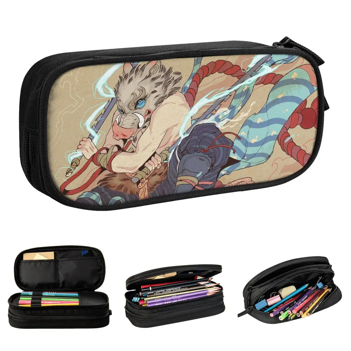 

Inosuke Hashibira Pencil Cases Demon Slayer Pencilcases Pen Holder Student Large Storage Bag Students School Gifts Stationery