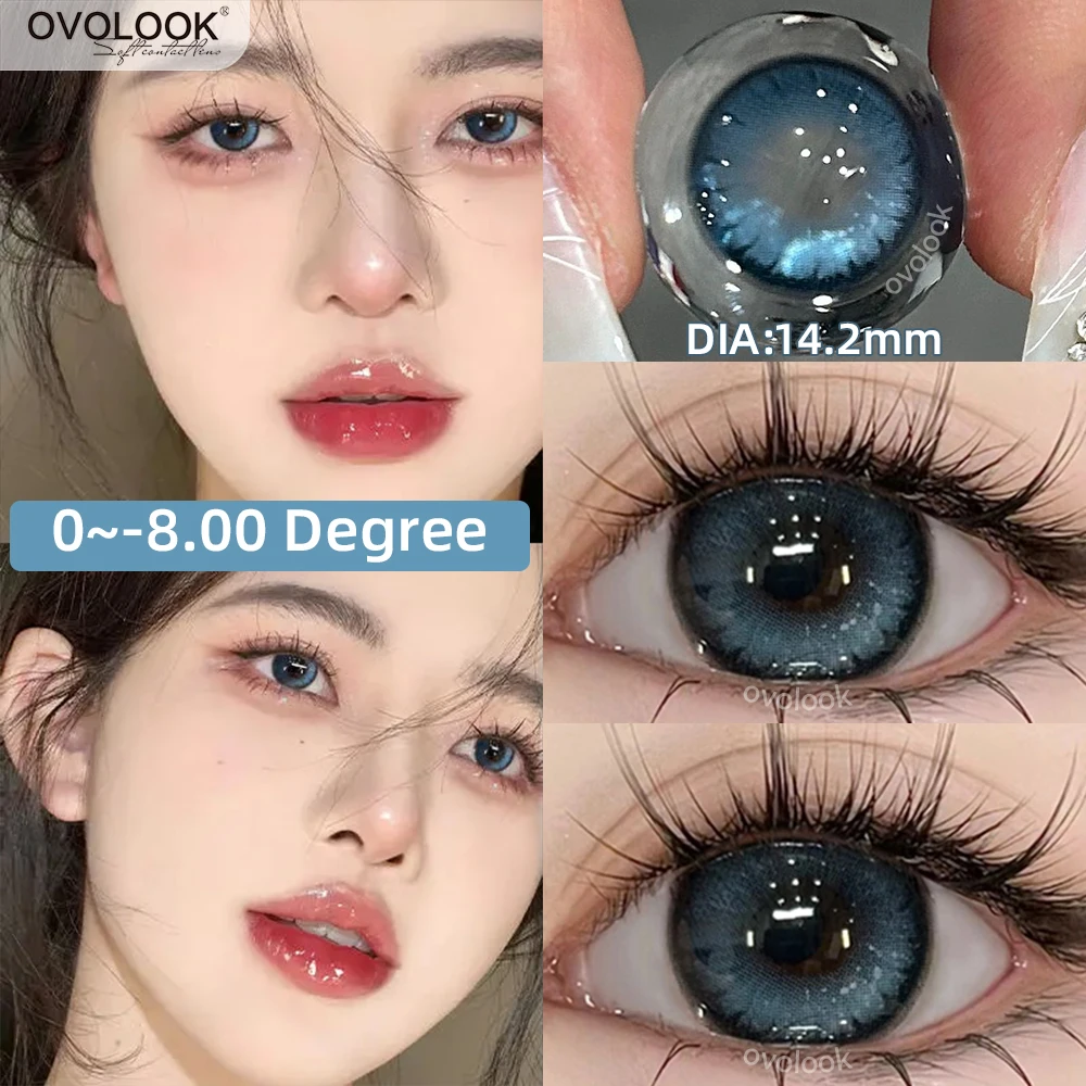 

OVOLOOK-1 Pair Colored Contact Lenses for Eyes Blue Pupils Myopia Eye Color Lenses With Diopters Prescription Fashion Lens Green