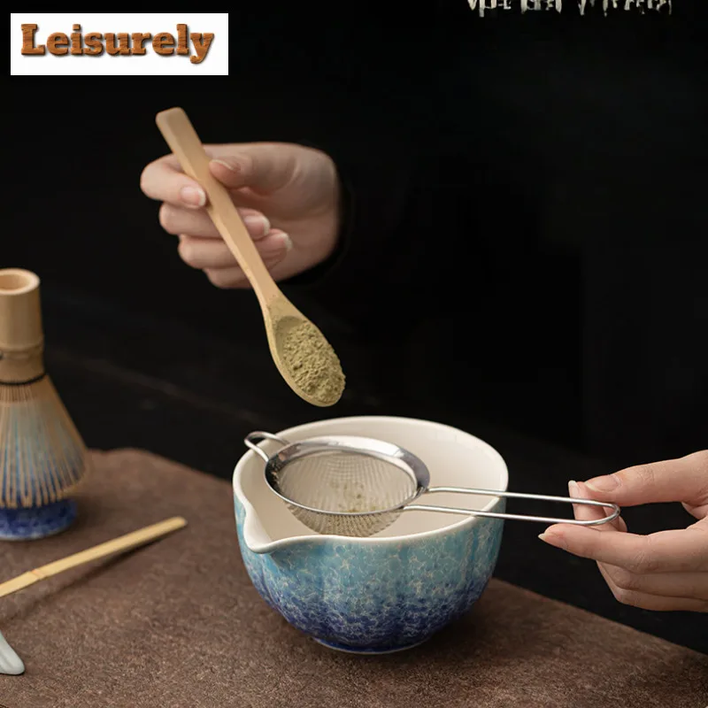 Kiln-transformed Ice Flower Ceramic Matcha Bowl Whisks Standing Bowls Tea Ceremony Accessories Drinkware Tea Set Craft Supplies