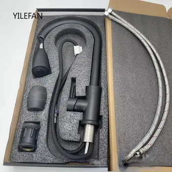 304 ก๊อกน้ําห้องครัวสแตนเลสแบบดึงลงเครื่องพ่นสารเคมีสําหรับอ่างล้างจานพร้อมท่อขยายได้ก๊อกน้ําอ่างล้างจานทนต่อการขีดข่วน 1