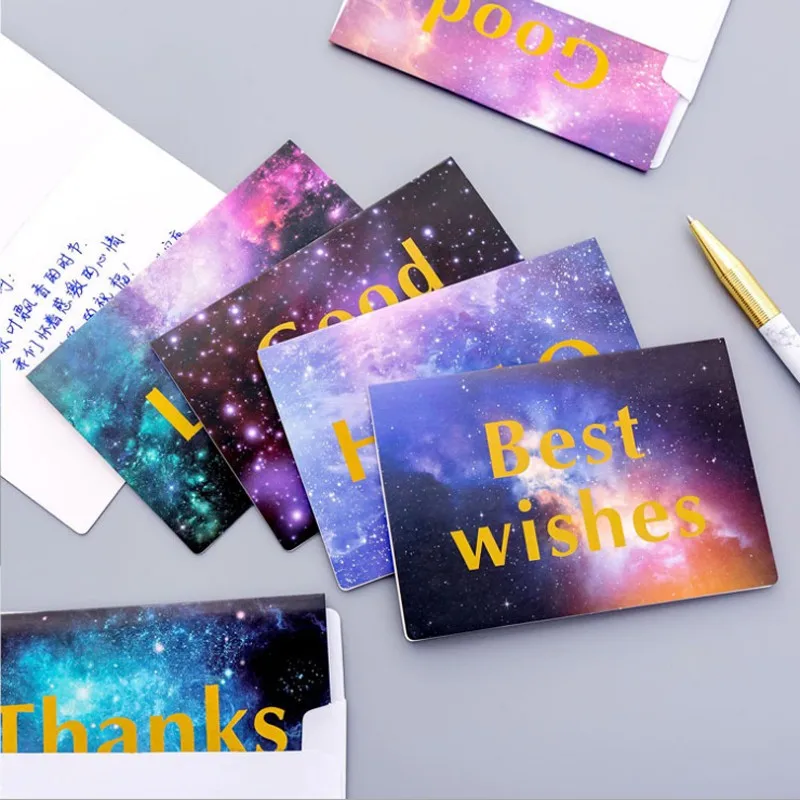 1pcs Envelope Starry Sky Greeting Card Message Half Fold Mini Office Supplies Thanksgiving Gift Writing  Student Stationery