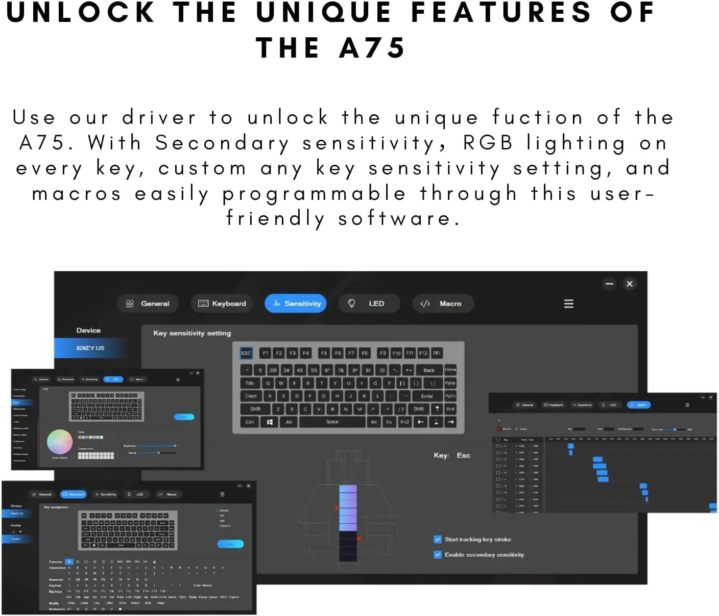S9a52c5d8dd494e228cf0070d55d861aev A75 Rapid Trigger Mechanical Keyboard, TKL Gaming Keyboards, Hyper Fast Magnetic Switch Keyboard, RGB Compact 82 Keys Mallzona