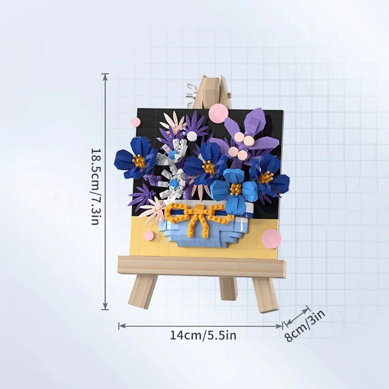 창의적인 DIY 예술 빌딩 블록, 나무 이젤 장미 해바라기 디자인, 꽃 블록, 이젤 벽돌 장난감, 사무실 홈 데코 선물