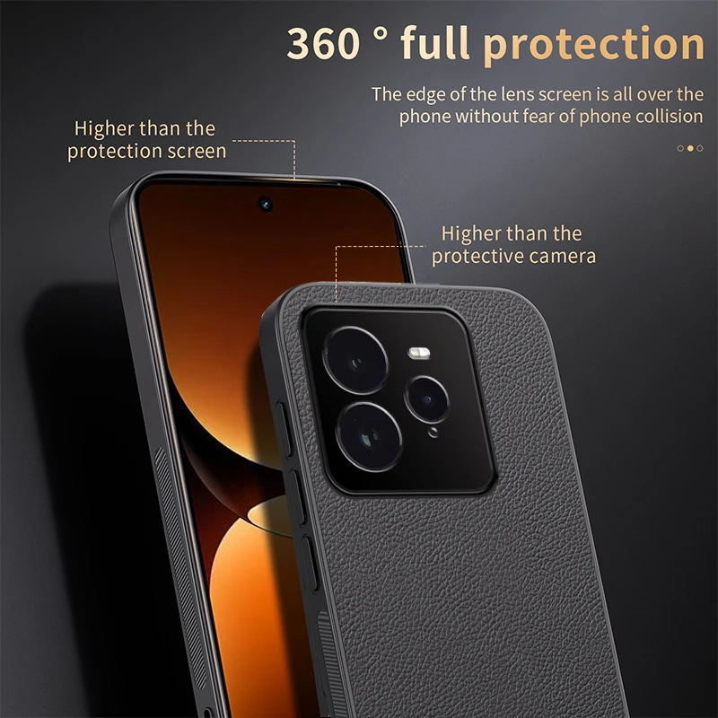 Matte Litchi Texture Leather Soft Silicone Phone Case