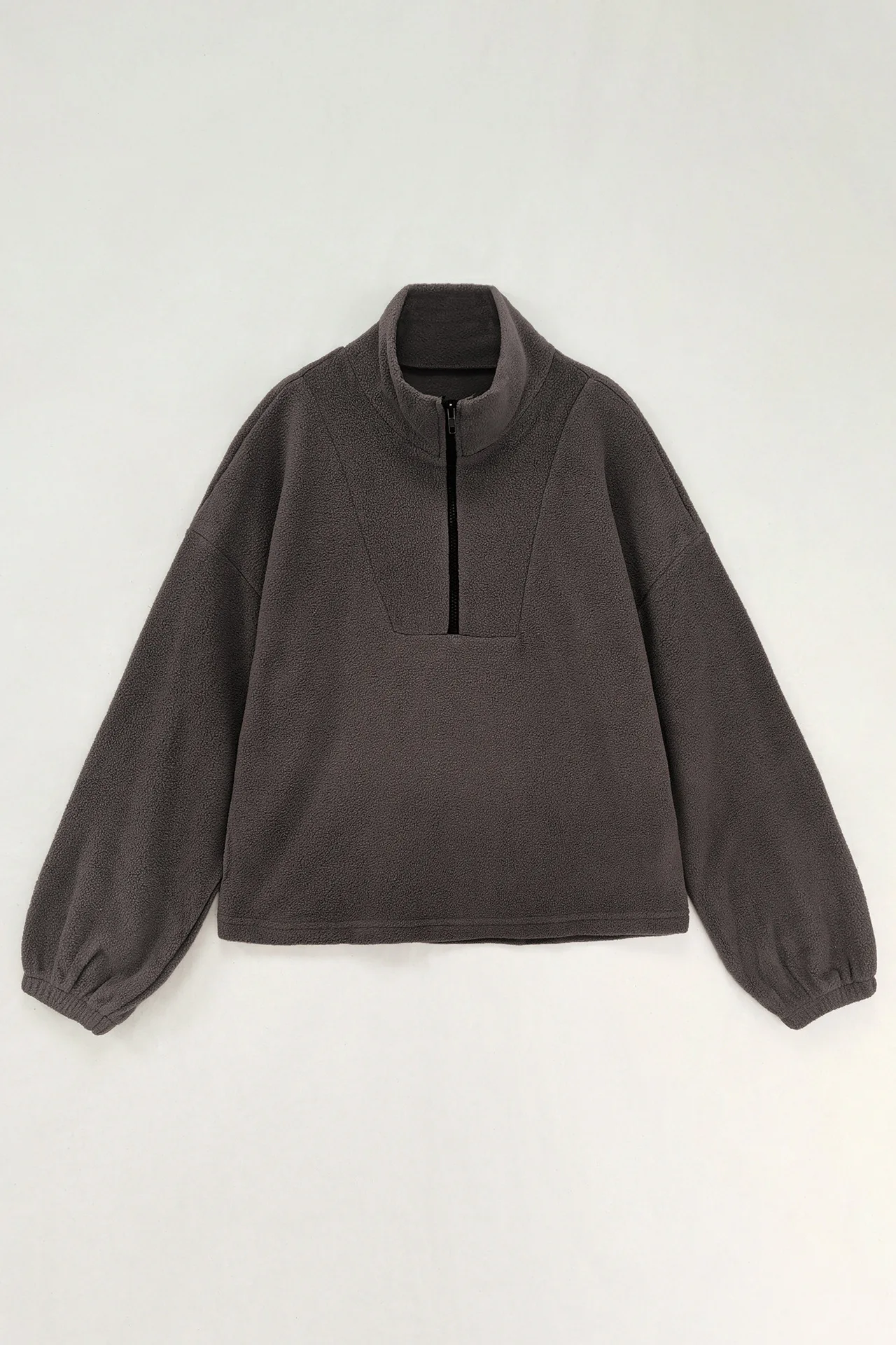 2022 Autumn and Winter Zipper Polar Fleece Solid Color Long-sleeved Jacket Fashion Stand-up Collar Plush Pullover Sweater Women