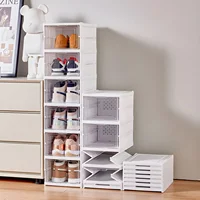Collapsible Shoe Cabinet Household Plastic Storage Box Removable Dust-proof and Installation-free Integrated Folding Shoe Rack 2