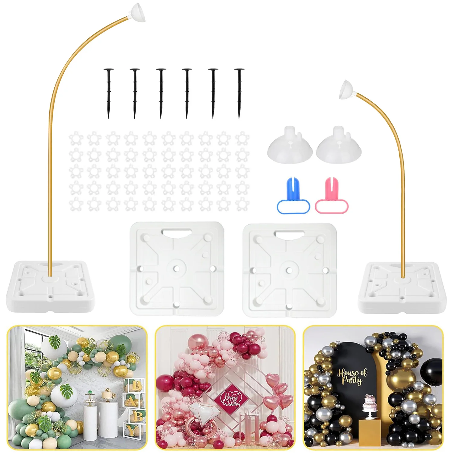 Balloon Arch Kit (8.3FT & 5FT) Free Bending Shape with Independent Water Fill Base Half Balloon Arch Frame and Column Stand