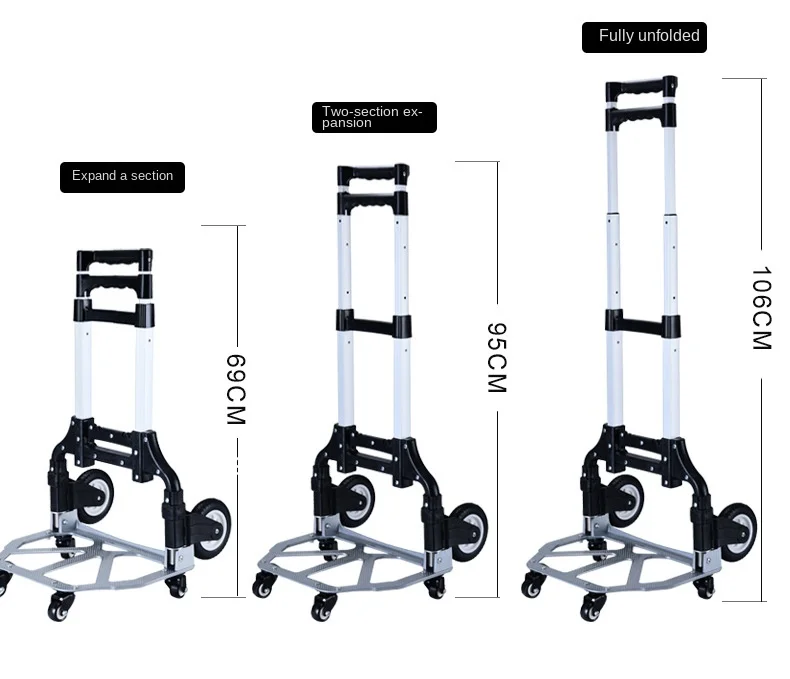74kg Portable Folding Trolley Cart Home Supermarket Shopping Cart Trolley Pulling Tool Beach All Terrain Stair Climbing Car