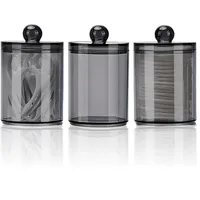 1/2/3/4/6 Pack Dispenser Apothecary Jars Bathroom Jar 10 oz Black Plastic Holder Storage Box for Cotton Ball 1