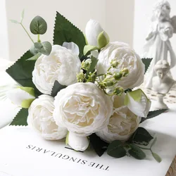 Elegant Rose Pink Silk Peony Bouquet - 5 Large Blooms, 4 Buds - Perfect for Weddings & Home Décor (18)