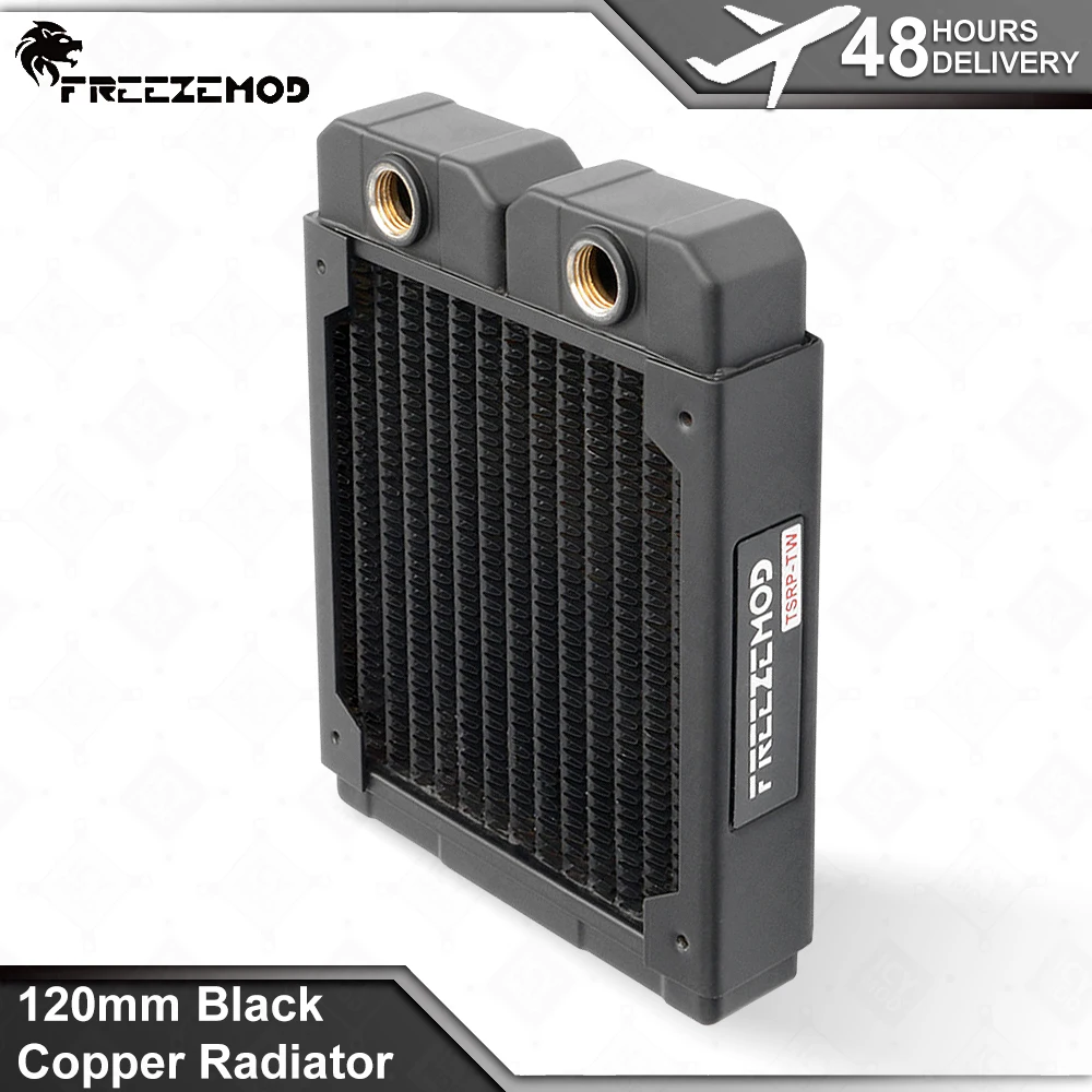 Zemod-radiador de Cobre para pc Water Cooler Liquid Cooling Row 14 Flat Tube Latão Fins 12cm Fan Bit Gamers Refit 120 mm