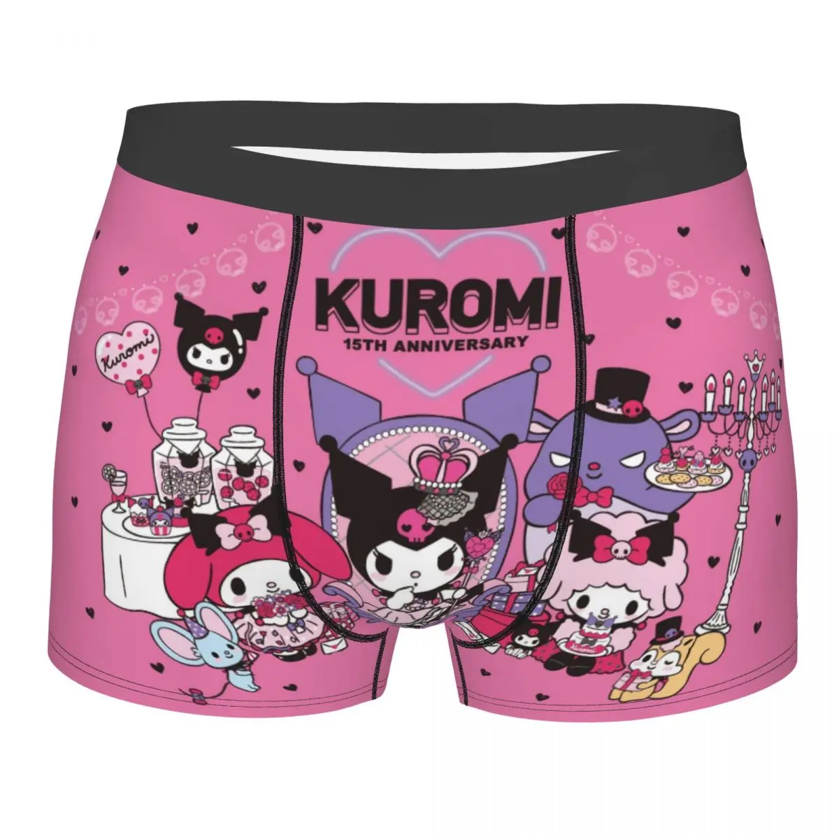 

Трусы-боксеры Kuromi Sanrio мужские, нижнее белье с 3D принтом, трусы дышащее нижнее белье
