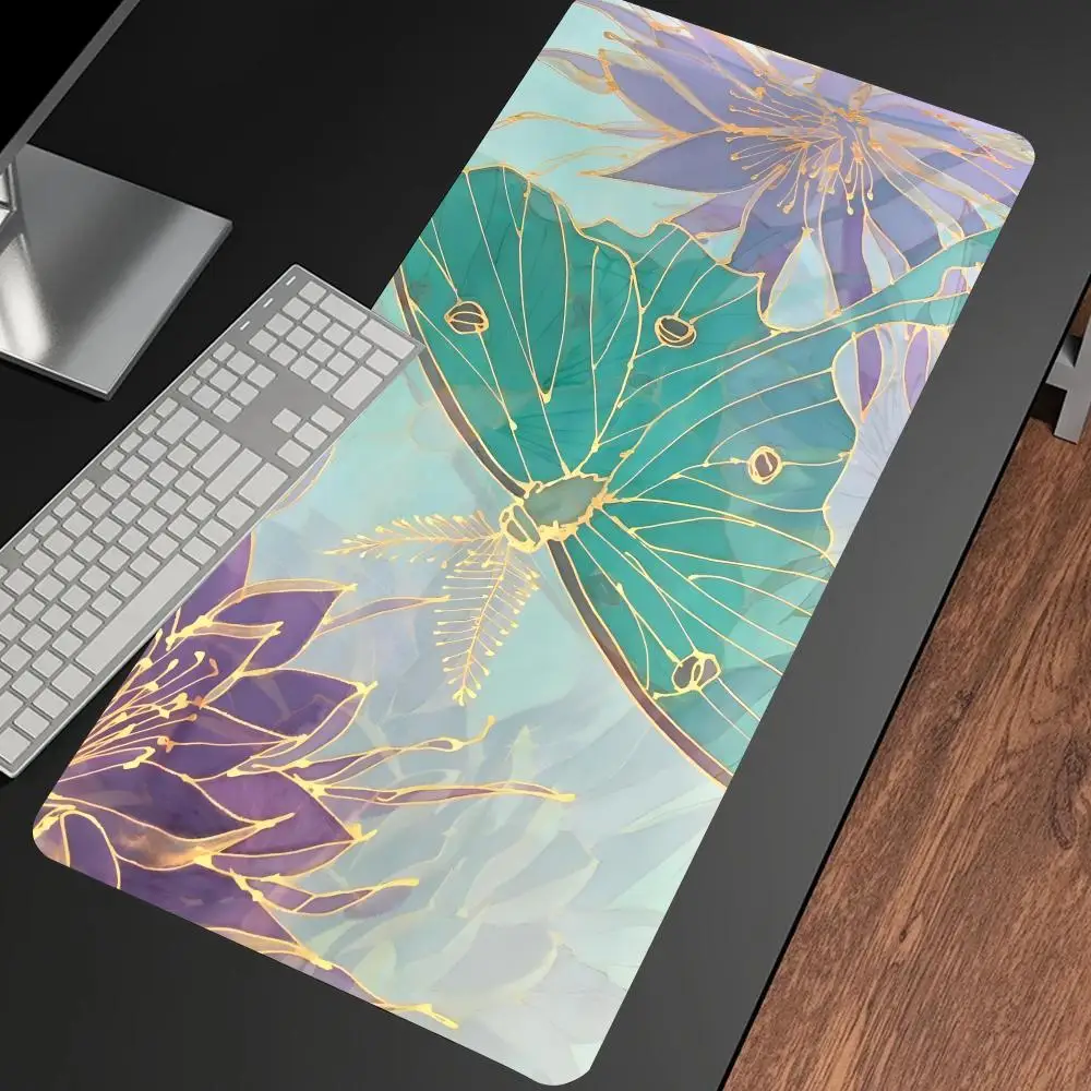 XXL extended pink butterfly keyboard mouse pad