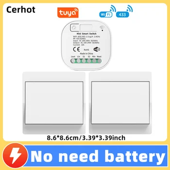 Cerhot Tuya WiFi สมาร์ทสวิทช์จับเวลาไร้สายสวิทช์สมาร์ท Tuya App ไม่มีแบตเตอรี่สวิตช์ไฟทํางานร่วมกับ Google Home Alexa 1