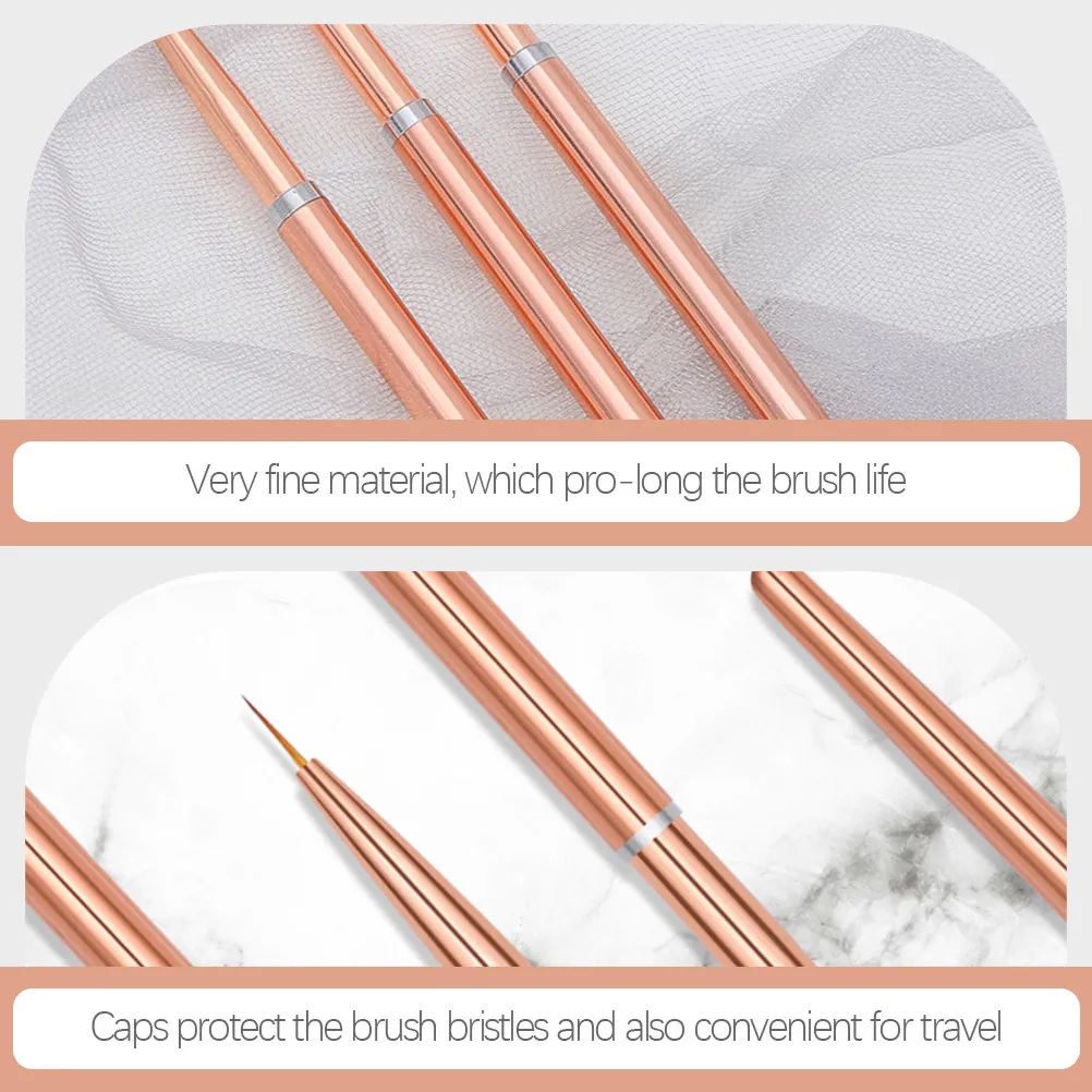 3Pcs 네일 아트 라이너 브러쉬 세트 경량 매니큐어 펜 네일 디자인을 위한 미세 팁 살롱 용품 스트라이핑 매니큐어 도구