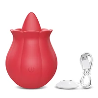 Leistungsstarker Vibrator zum Lecken der Zunge für Frauen, Klitoris-Stimulator, weibliche Brustwarzen, Massagegerät, Klitoris, vibrierende Rose, Sexspielzeug für Paare 5