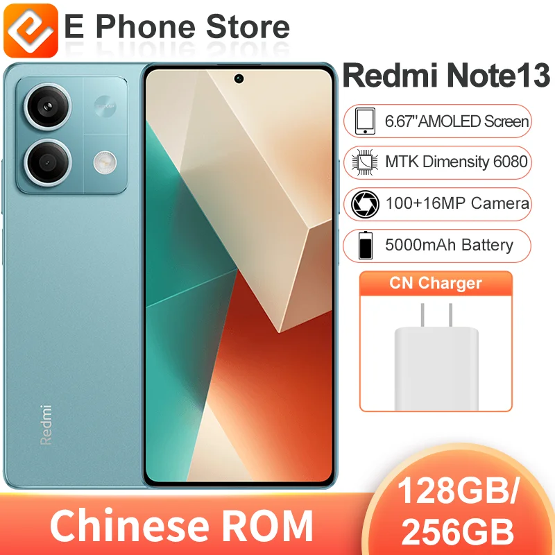 

Xiaomi Redmi Note 13 128GB/256GB MTK Dimensity 6080 6.67” AMOLED Screen 100MP+16MP Camera 5000mAh Battery 5G