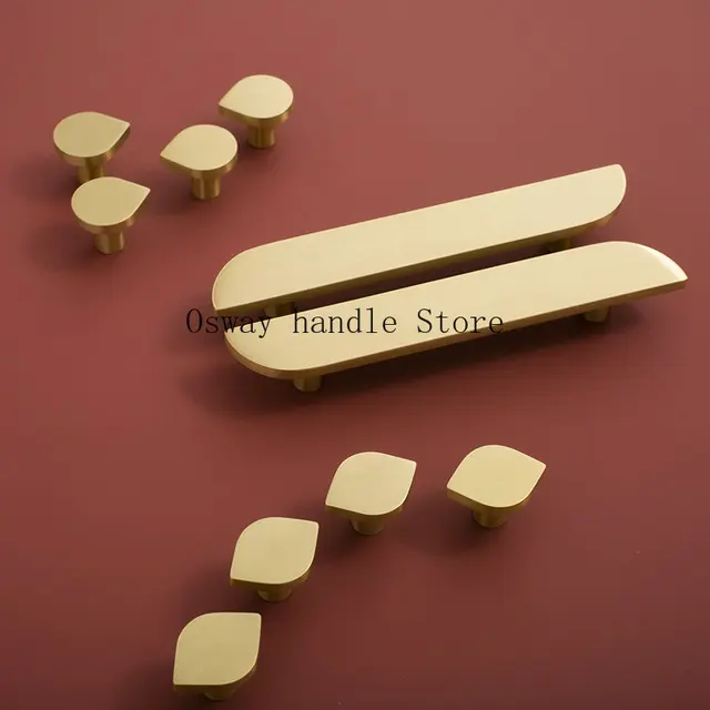 ลูกบิดทองเหลืองเนื้อแข็งไม่เหมือนใครและลูกบิดตู้แบบดึงที่จับตู้ลิ้นชักอุปกรณ์เหล็กเครื่องตกแต่งบ้านของตกแต่งห้องครัวห้องนอน 1