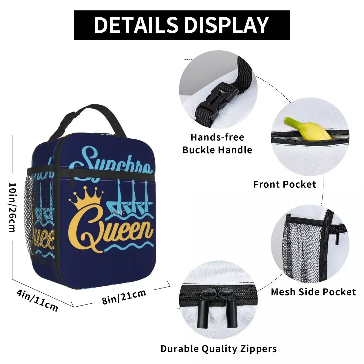 Synchro Queen Synchronized Swimming Insulated Lunch Bag Modern Portable Gift Multi-Style