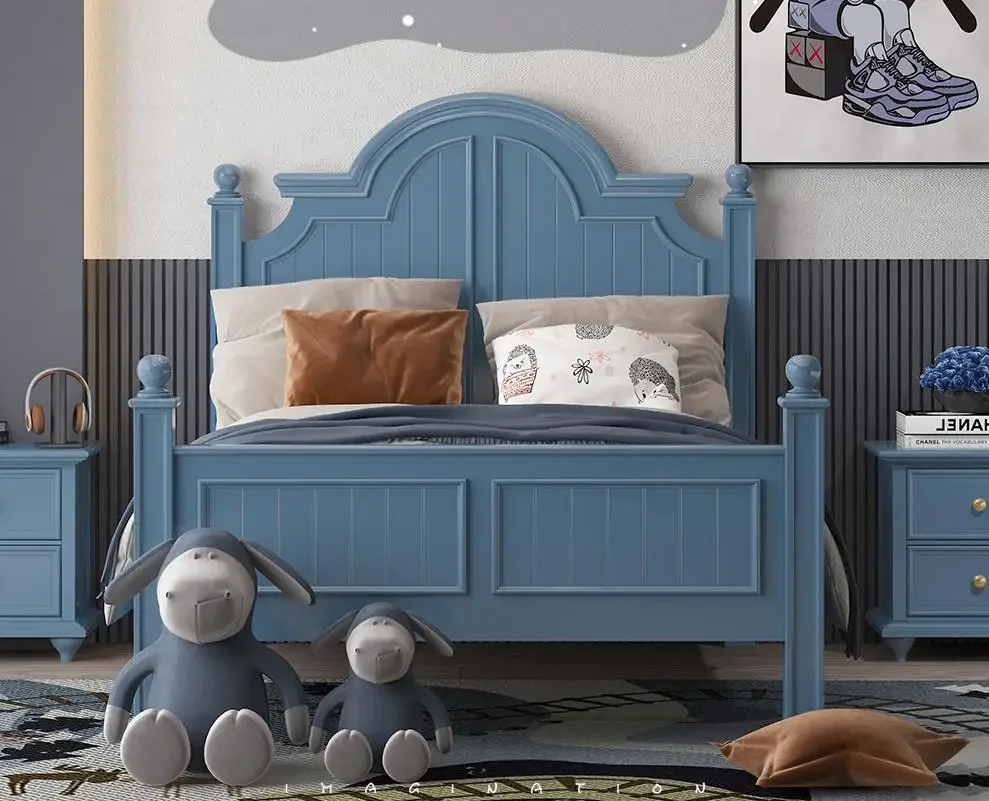 Modern solid wood bedside table for children's bedroom