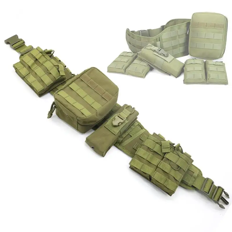 

Battle Belts Set, Molle Tactical Duty Belt With Attachments Pouch, Outdoor Airsoft Paintball Hunting Accessories
