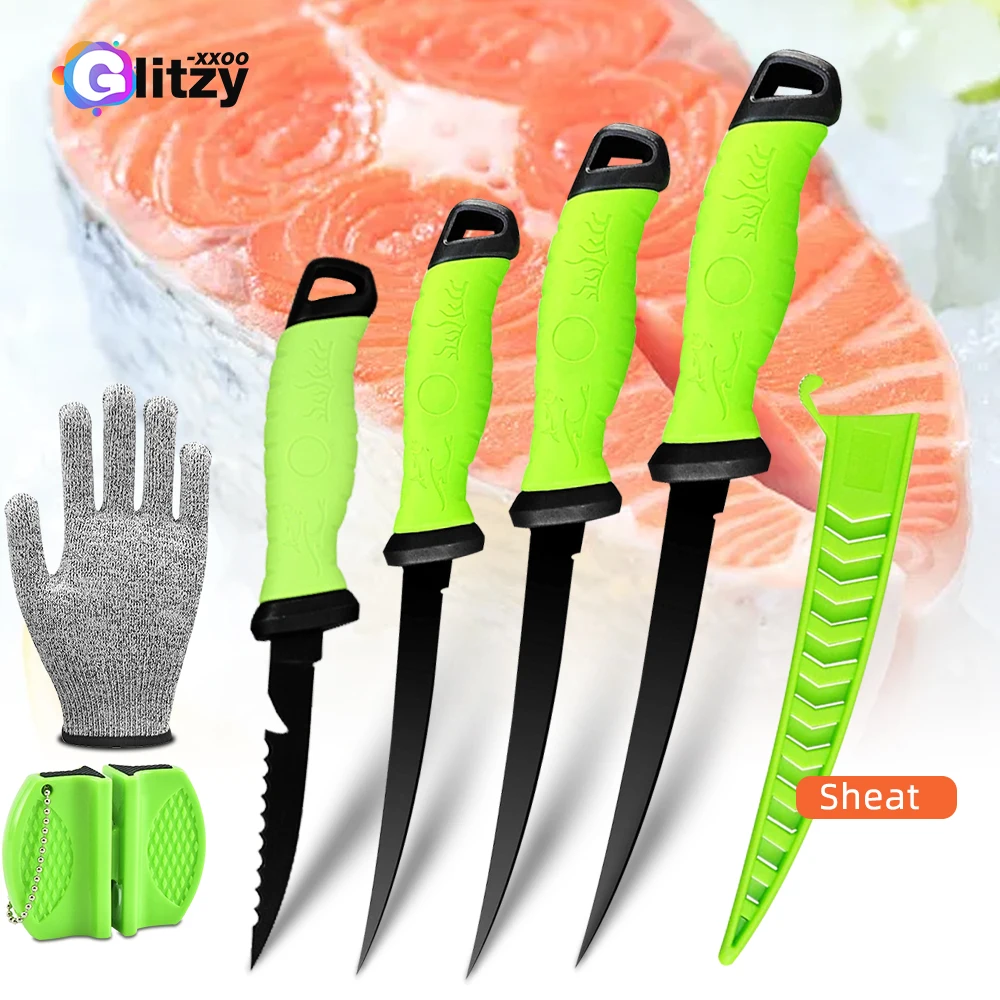 Sashimi Knife Fishing Knife Boning Knife with Sheath Fish Fillet Knife Set  Stainless Steel Scraping Filleting Scale Coated Blade - AliExpress