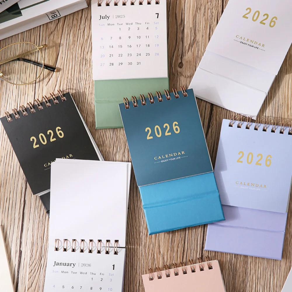 2026 Mini Morandi Color Calendar Small Desk Calendar Memo Planner Desktop Decoration & Office Stationery Supplies