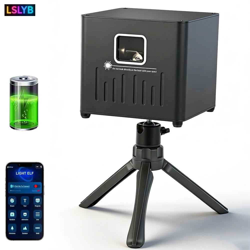 Full Color RGB Rechargeable Laser Stage Light,Line, pattern, text, animation multi-function Indoor DJ Disco Party Effect