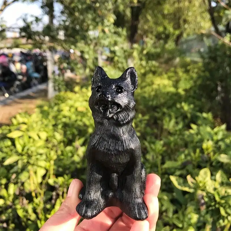 

9.5cm Natural Obsidian Wolf Crystal Powerful Animal Carving Crafts DIY Home Decoration Healing Birthday Present 1pcs