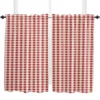 White Red Plaid Simple Curtains for Living Room Bedroom Curtains Kitchen Curtains for the Kids Room Window Treatments Drapes 4