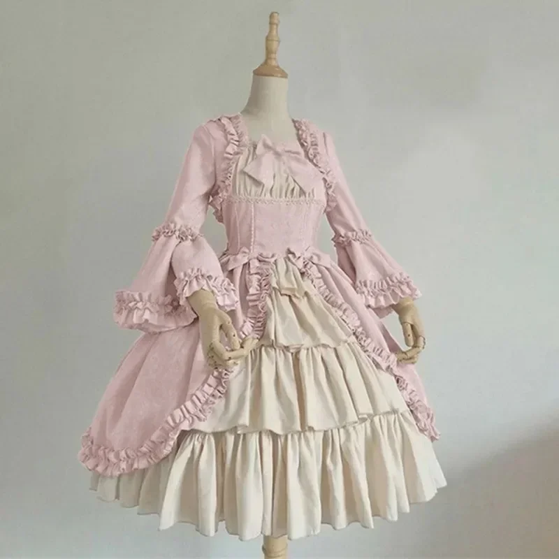 Lolita Dress Lolita Cosplay Costumes Strawberry Victorian Medieval Retro Gothic Court Dress Square Neck Waist Spliced