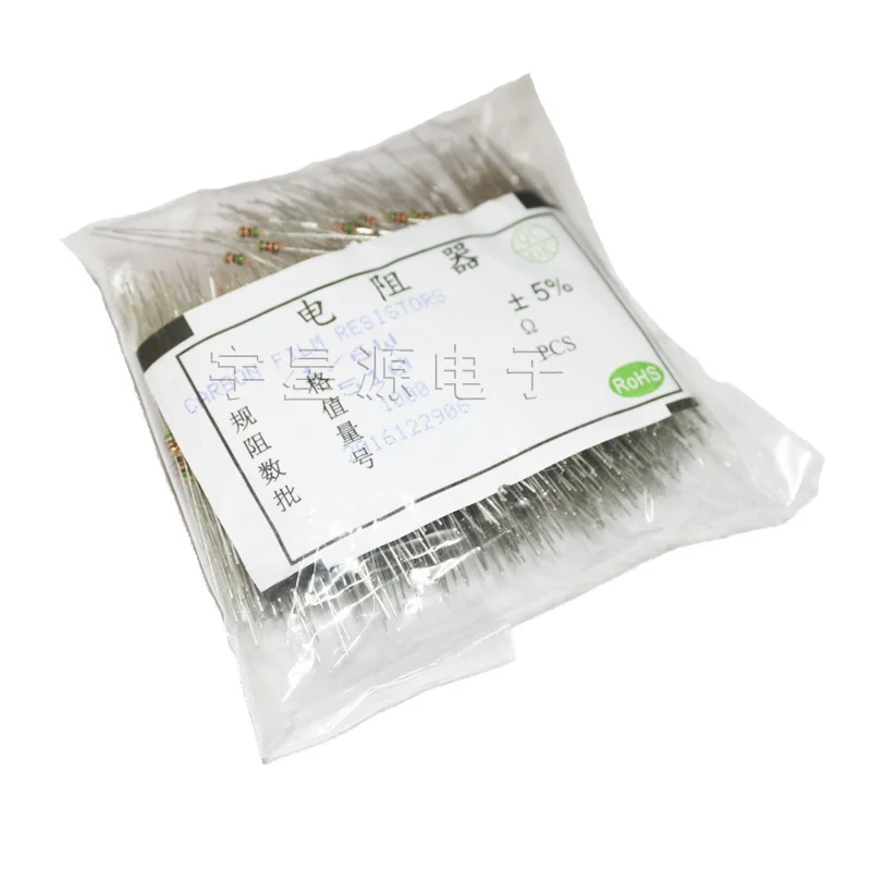 1000pcs 1/6W 1/8W +-5% Carbon Film Resistor 1W 1R 10R 22R 47R 100R 220R 330R 680R 1K 2K2 4.7K 10K 47K 100K 470K 1M
