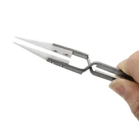 Pincettes à souder électroniques à pointe droite en céramique, pincettes en céramique à mandrin de précision antistatique résistant aux acides inversés 1/3 pièces 3